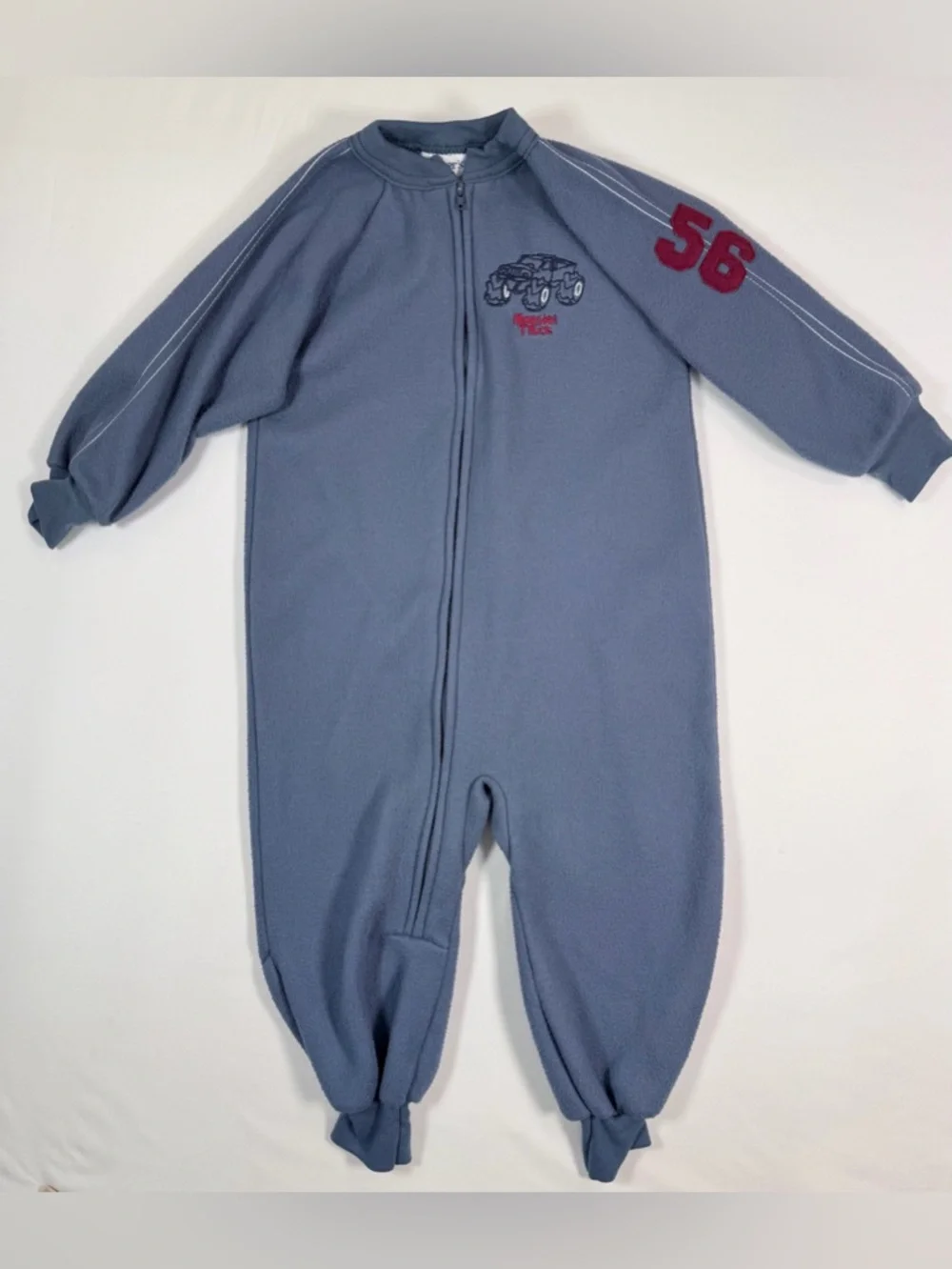 VINTAGE CARTER’S 2000s Monster Truck Fleece One Piece Zip Up 3T Pajamas Cozy Y2K